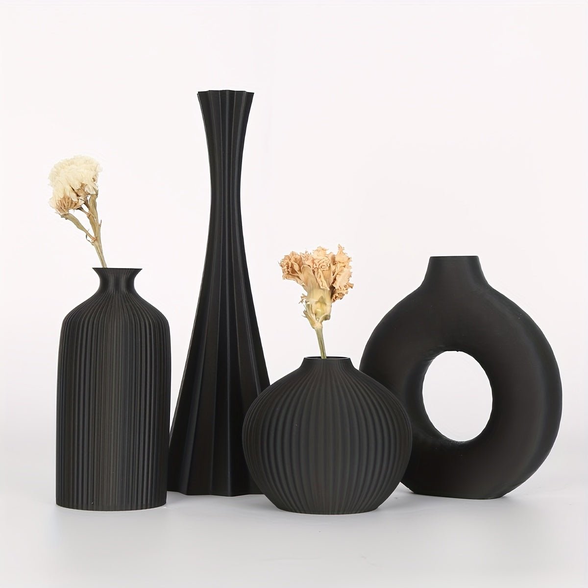 4pcs Bohemian style vase set, round plastic vase, suitable for dry flower bouquets, home and office desktop decoration, suitable for holiday gifts, vases