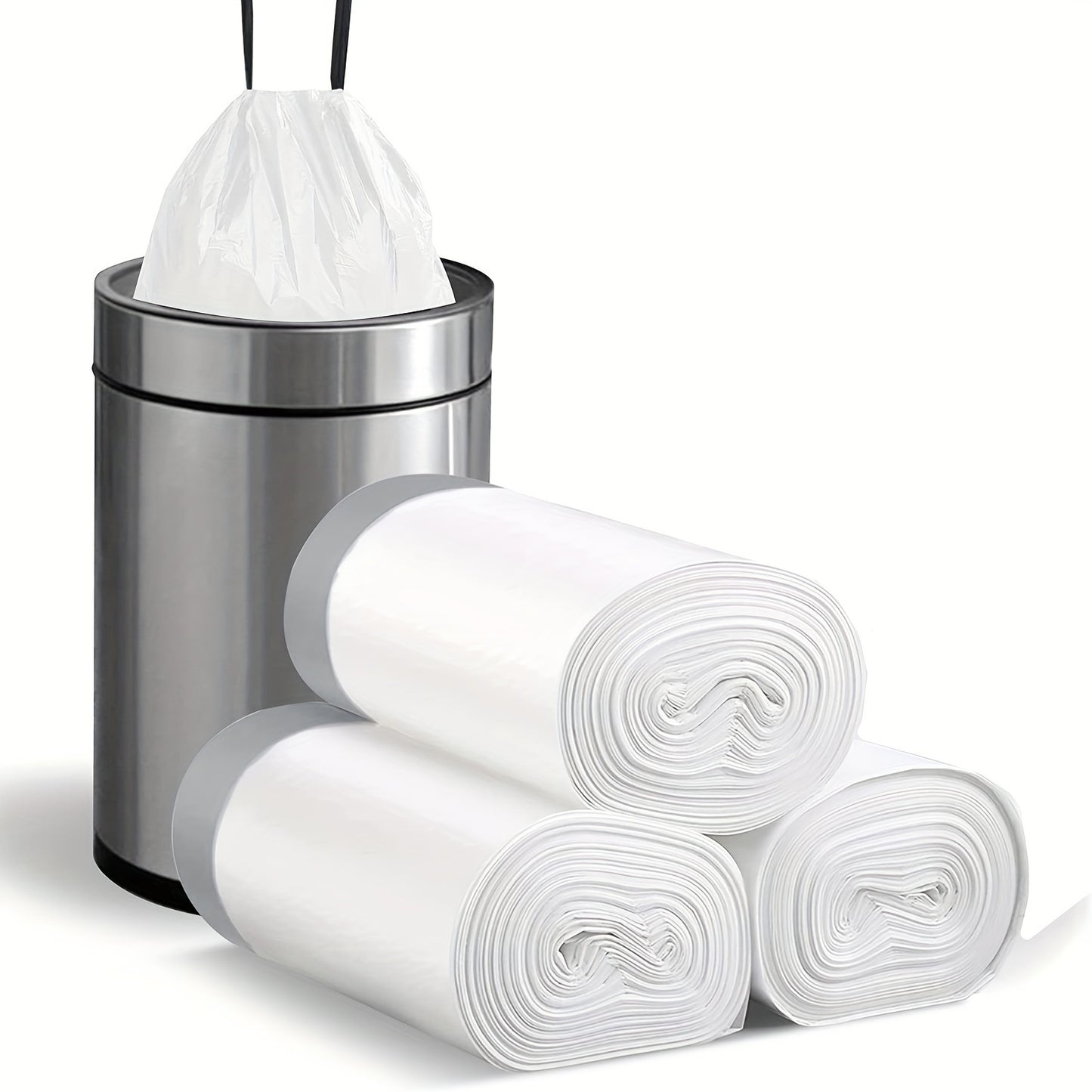 3 Rolls, 45pcs Per Roll, Small Drawstring Trash Bags for 4-Gallon Containers, Plastic Liners for Garbage Cans, Suitable for Bathrooms, Restrooms, Bedrooms, And Office Toilets.