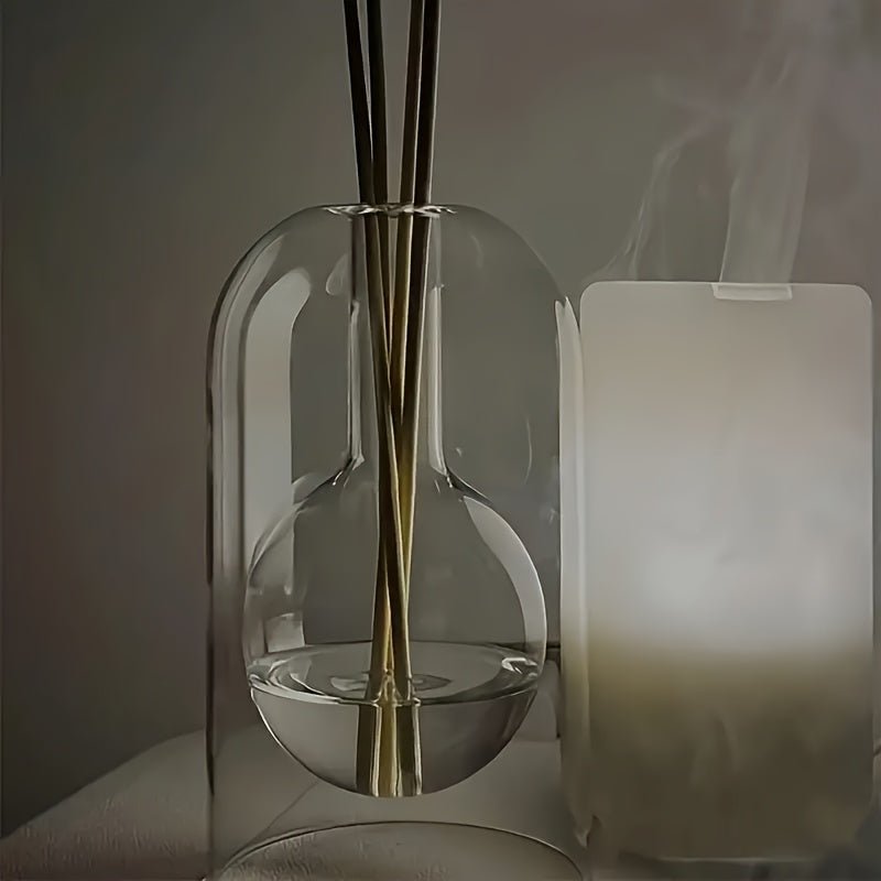 1 Elegant Portable Essential Oil Diffuser & Decorative Container - Battery-Free, No Power Required, Safe for Pets &, Spherical/Bottle-Shaped Diffuser with Vertical Lines, Home/Office/Bedroom Diffuser for (Oil Not Included), D