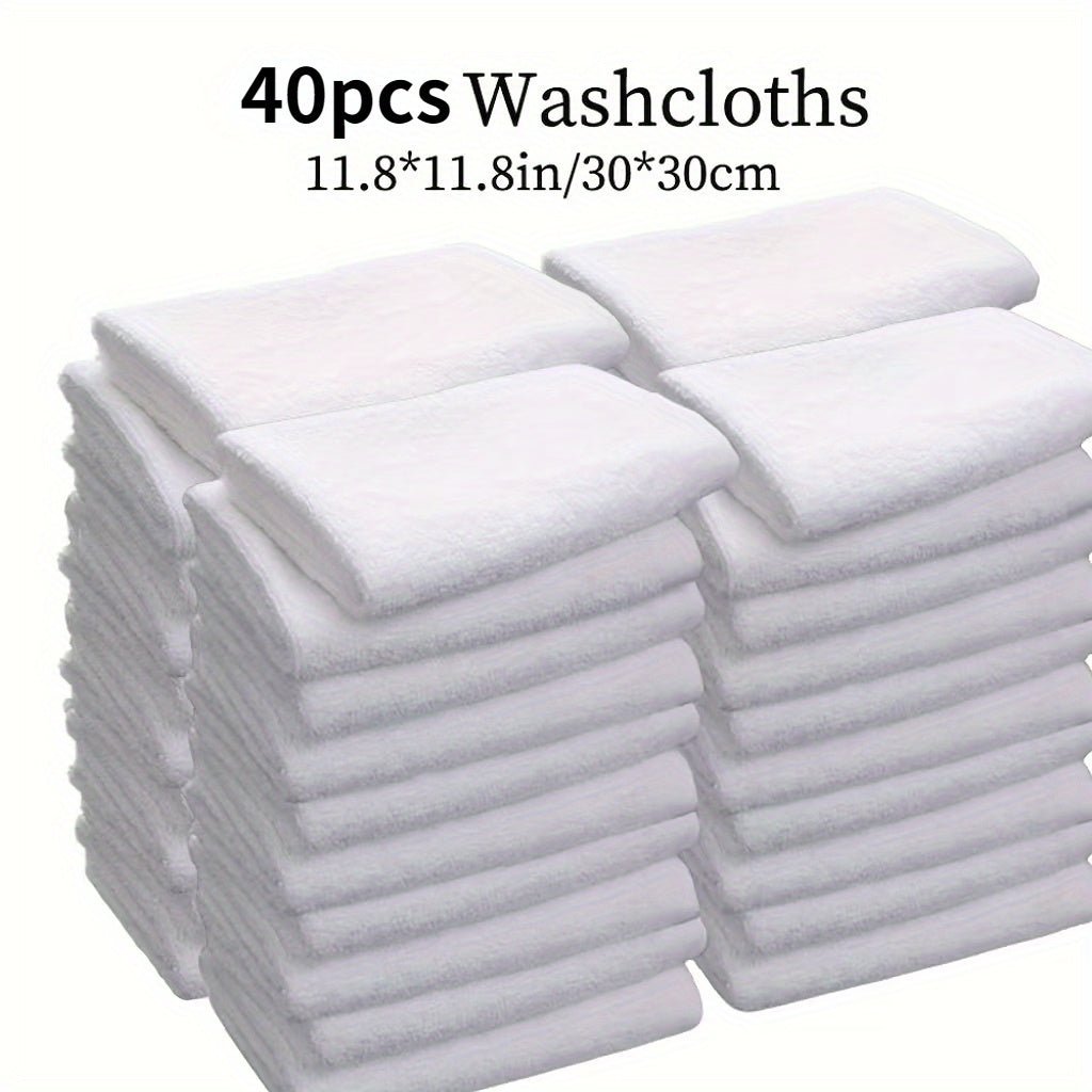 30/40 white small square towels, 30*30 rectangular fabric, multi-purpose durable household towels suitable for home, hotel, camping bathroom supplies, and cleaning cloths