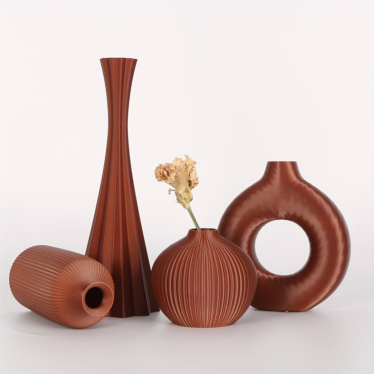 4pcs Bohemian style vase set, round plastic vase, suitable for dry flower bouquets, home and office desktop decoration, suitable for holiday gifts, vases