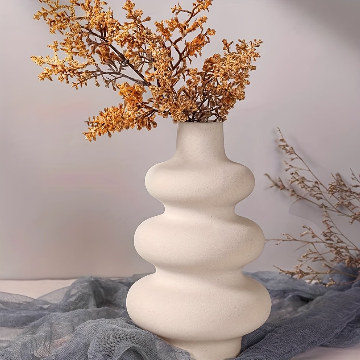 Modern Minimalist Spiral Vase - Durable Plastic Cylindrical Flower Vase with Elegant White Twist Design, Versatile Home & Office Decor Centerpiece for Fresh/C Artificial Flowers, Maintenance-Free Modern Art Decorative Accent