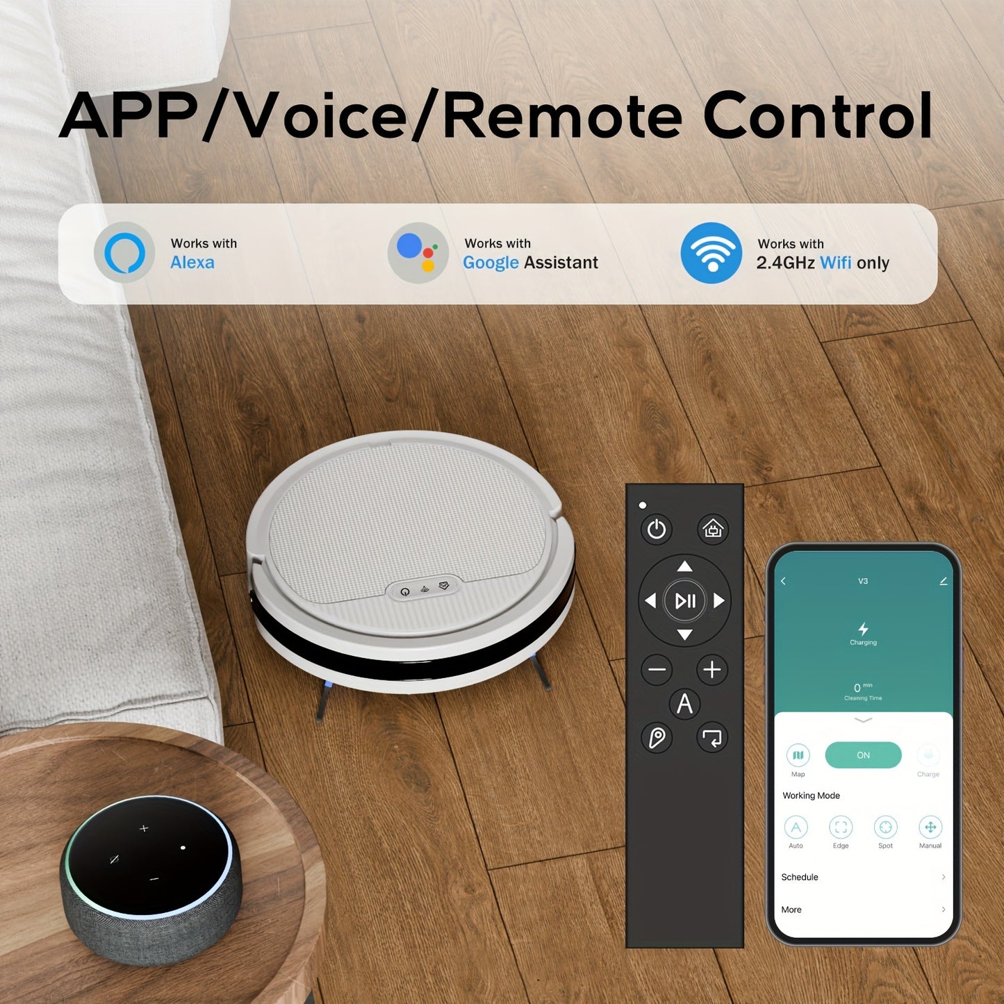 Robotic Vacuum Cleaner And Mop Combo, 5000Pa Strong Suction, Multiple Cleaning Modes, 2in 1 Robot Vacuum Cleaner, APP/Remote/Alexa Voice Control, Automatic Self-Charging, Ideal for Pet Hair, Hard Floor And Low-Pile Carpet, Ro