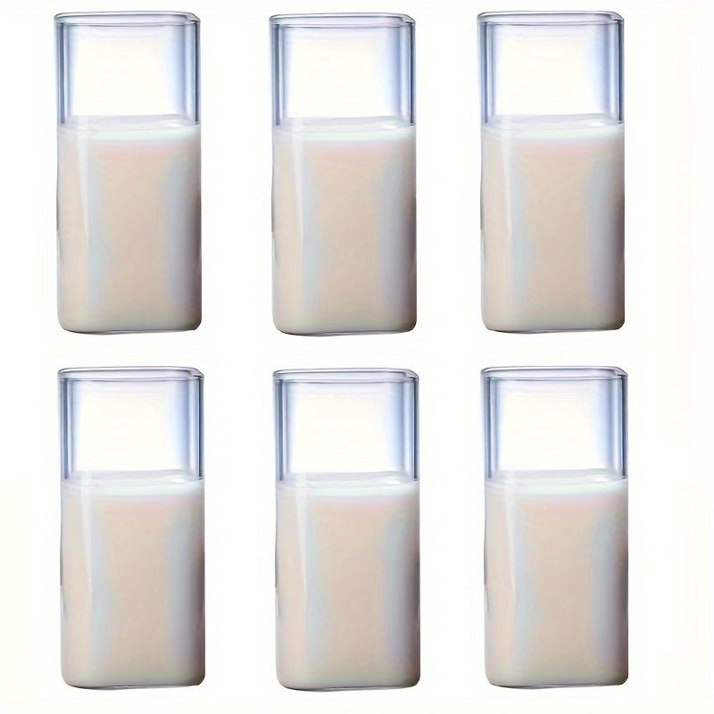 6pc High Borosilicate Glass Tumbler Set, Heat-Resistant, Transparent Multi-Purpose Drinking Glasses for Tea, Beer, Whiskey, Milk, Juice - Square Clear Glassware