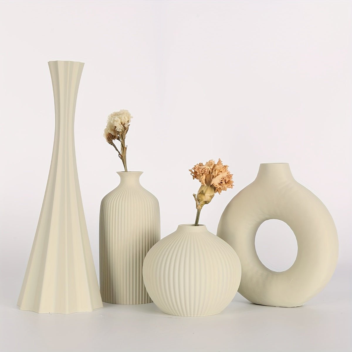 4pcs Bohemian style vase set, round plastic vase, suitable for dry flower bouquets, home and office desktop decoration, suitable for holiday gifts, vases