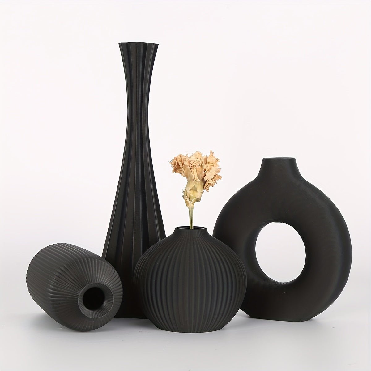 4pcs Bohemian style vase set, round plastic vase, suitable for dry flower bouquets, home and office desktop decoration, suitable for holiday gifts, vases