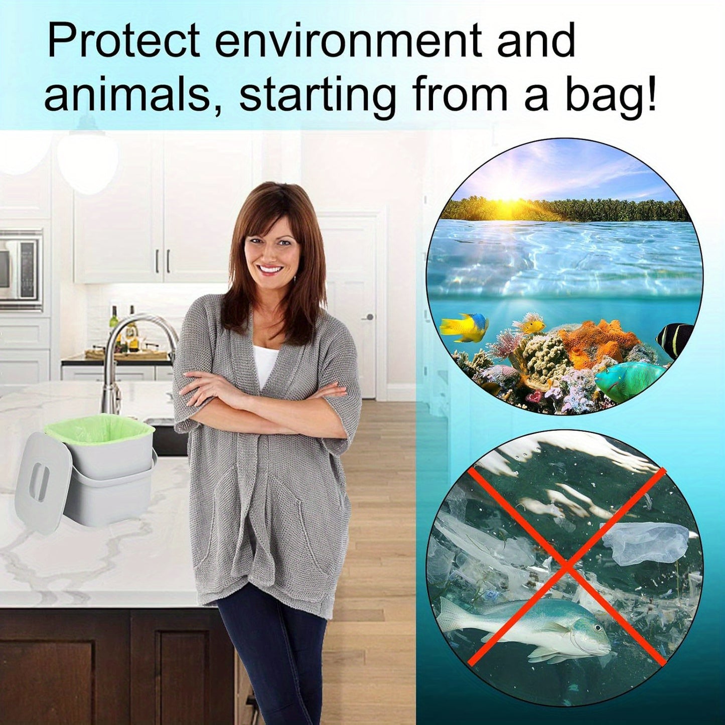 50pcs/2 Rolls, 4-5 Gallon Capacity, Odorless, Extra Thick & Leakproof Green Trash Bags, Heavy-Duty, 20L Household Garbage Bags