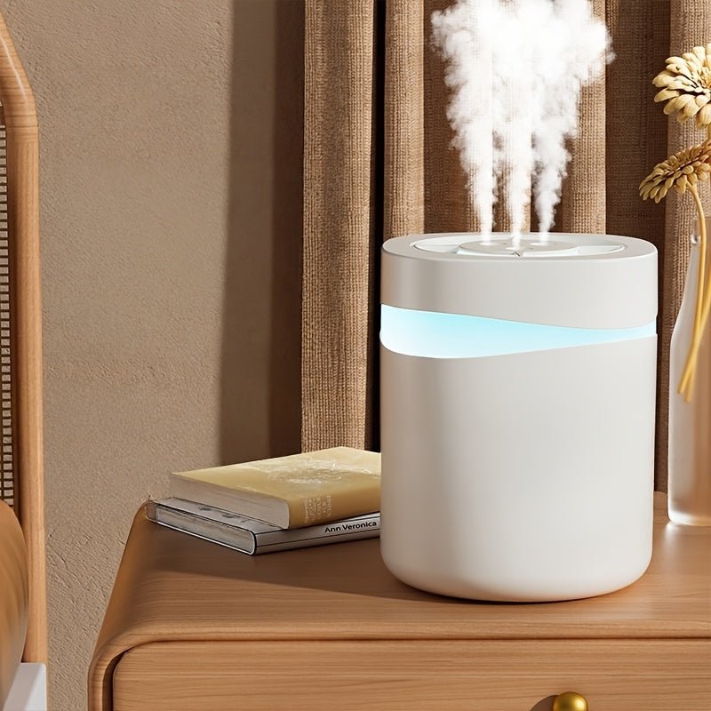 USB-Powered 4L/1.06 Gallon Capacity Humidifier - Summer Cool Mist Spray - Quiet Aroma Diffuser and Humidifier, Three Spray Nozzles - Non-Rechargeable Low-Pressure Humidifier, Multi-Setting Adjustable Mist Outpu