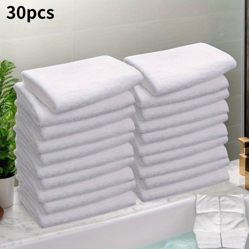 30/40 white small square towels, 30*30 rectangular fabric, multi-purpose durable household towels suitable for home, hotel, camping bathroom supplies, and cleaning cloths