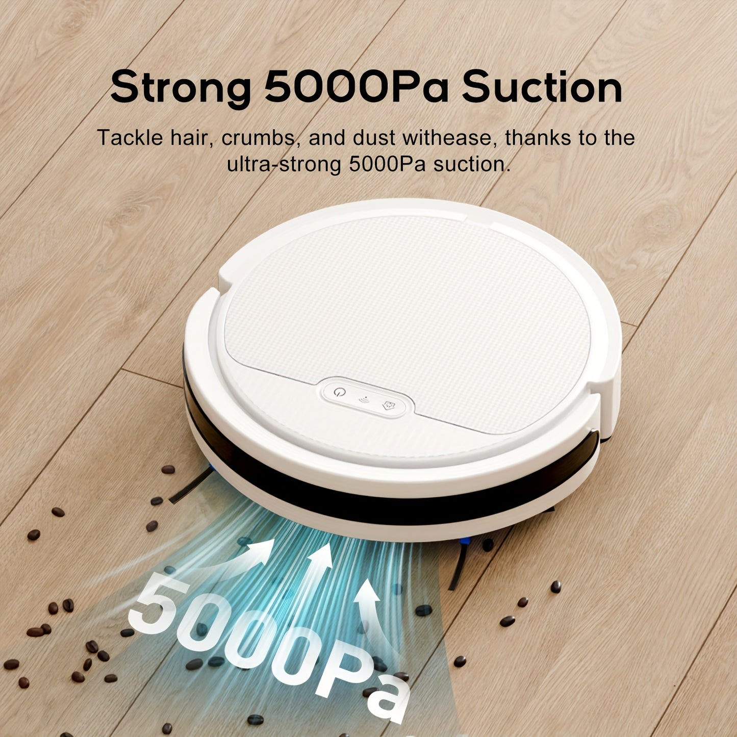 Robotic Vacuum Cleaner And Mop Combo, 5000Pa Strong Suction, Multiple Cleaning Modes, 2in 1 Robot Vacuum Cleaner, APP/Remote/Alexa Voice Control, Automatic Self-Charging, Ideal for Pet Hair, Hard Floor And Low-Pile Carpet, Ro