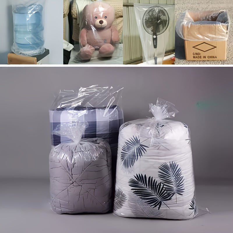 50 Large Transparent Plastic Storage Bags - Waterproof and Dustproof Rectangular Clothes, Blankets, Plush Toys, Bedding Organizer, Suitable for Moving, Dormitory, Wardrobe Organization, Secure Seal Design, Clear Viewing