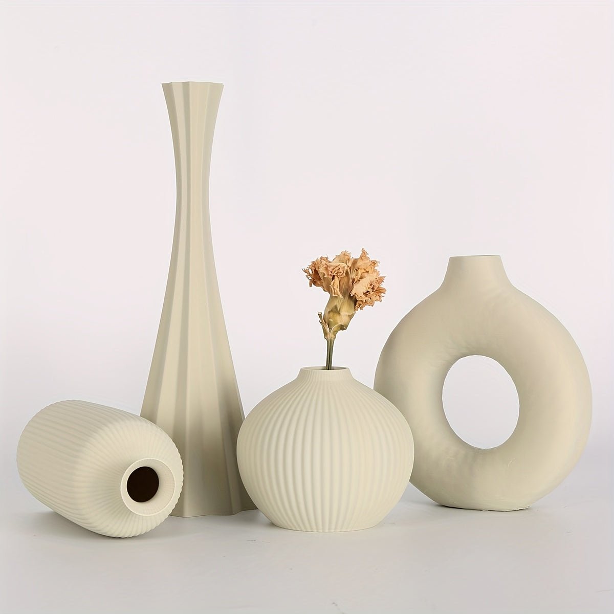 4pcs Bohemian style vase set, round plastic vase, suitable for dry flower bouquets, home and office desktop decoration, suitable for holiday gifts, vases