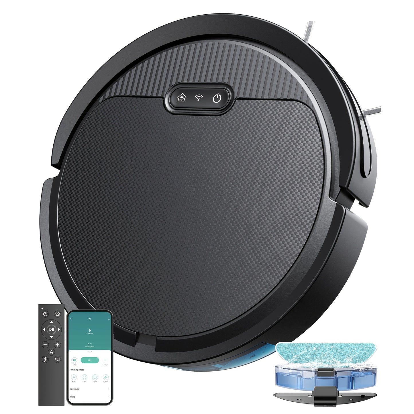 Robotic Vacuum Cleaner And Mop Combo, 5000Pa Strong Suction, Multiple Cleaning Modes, 2in 1 Robot Vacuum Cleaner, APP/Remote/Alexa Voice Control, Automatic Self-Charging, Ideal for Pet Hair, Hard Floor And Low-Pile Carpet, Ro