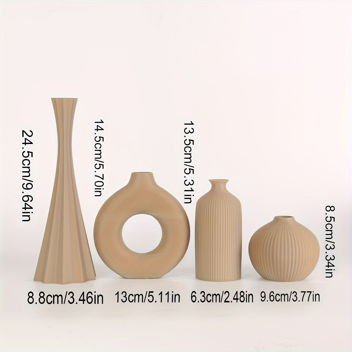 4pcs Bohemian style vase set, round plastic vase, suitable for dry flower bouquets, home and office desktop decoration, suitable for holiday gifts, vases