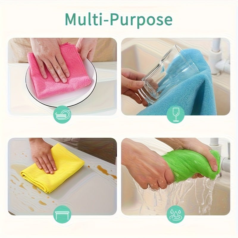 2pcs Options: 20/10pcs Multi-Purpose Microfiber Cleaning Cloths, Reusable & Quick-Dry Towels for Kitchen, Yard, and Commercial Use - Washable Gift Set