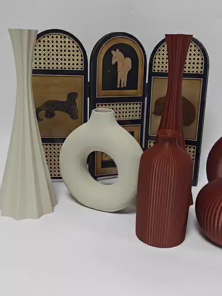 4pcs Bohemian style vase set, round plastic vase, suitable for dry flower bouquets, home and office desktop decoration, suitable for holiday gifts, vases