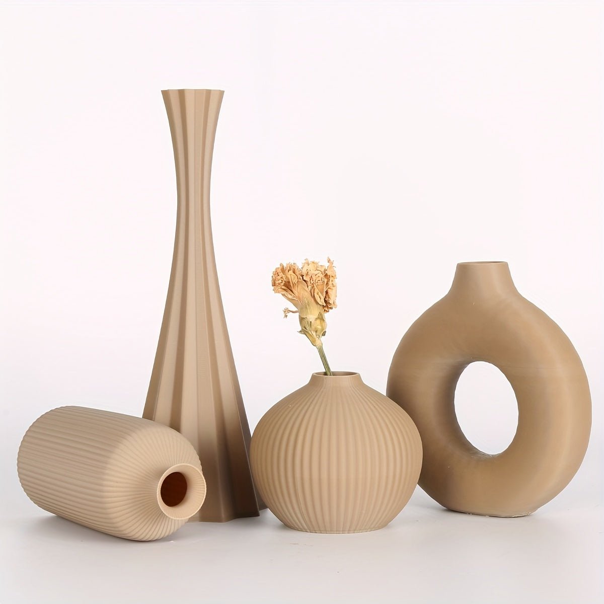 4pcs Bohemian style vase set, round plastic vase, suitable for dry flower bouquets, home and office desktop decoration, suitable for holiday gifts, vases