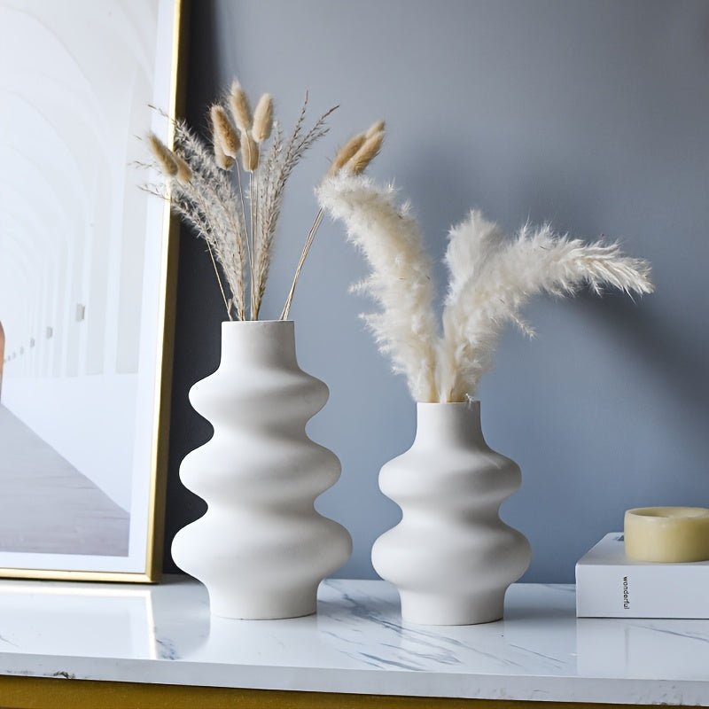 Modern Minimalist Spiral Vase - Durable Plastic Cylindrical Flower Vase with Elegant White Twist Design, Versatile Home & Office Decor Centerpiece for Fresh/C Artificial Flowers, Maintenance-Free Modern Art Decorative Accent