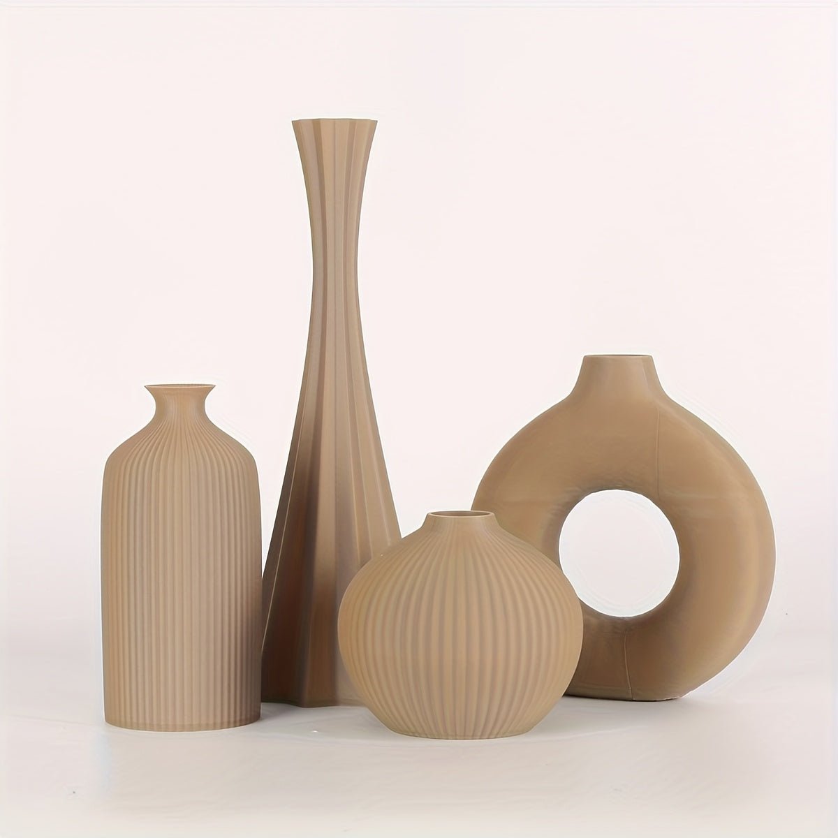 4pcs Bohemian style vase set, round plastic vase, suitable for dry flower bouquets, home and office desktop decoration, suitable for holiday gifts, vases