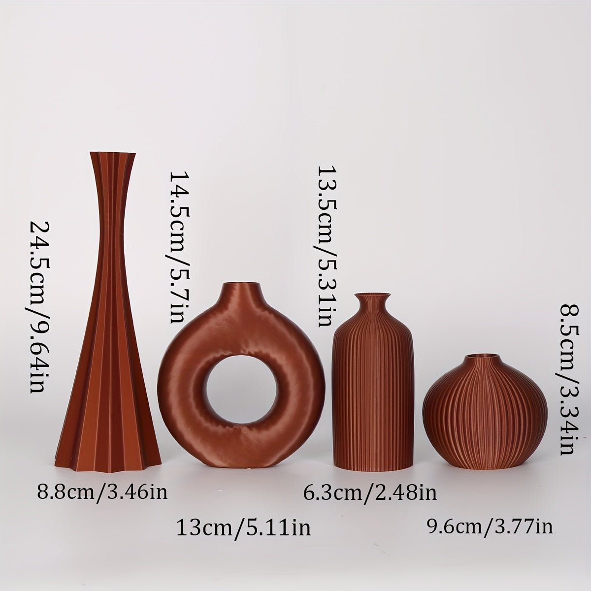4pcs Bohemian style vase set, round plastic vase, suitable for dry flower bouquets, home and office desktop decoration, suitable for holiday gifts, vases