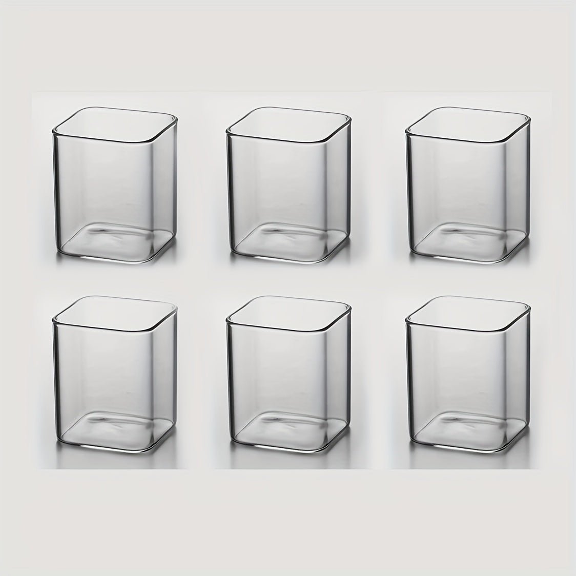6pcs/4pcs/2pcs Square Drinking Glass Transparent Modern Glassware Cocktail Coffee Juice Beer Mixing Glasses (8.45oz 13.53oz 16.91oz), Best for Christmas