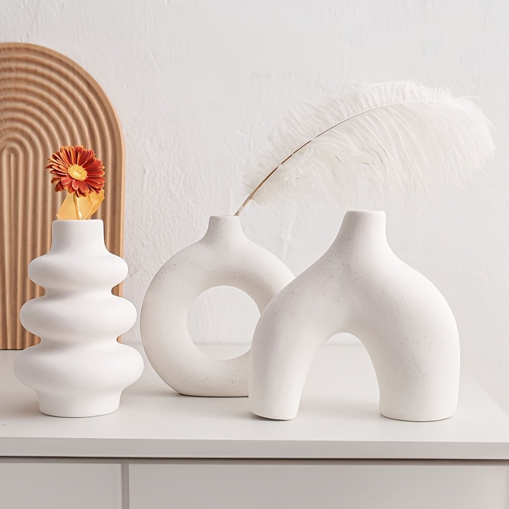 Modern Minimalist Spiral Vase - Durable Plastic Cylindrical Flower Vase with Elegant White Twist Design, Versatile Home & Office Decor Centerpiece for Fresh/C Artificial Flowers, Maintenance-Free Modern Art Decorative Accent