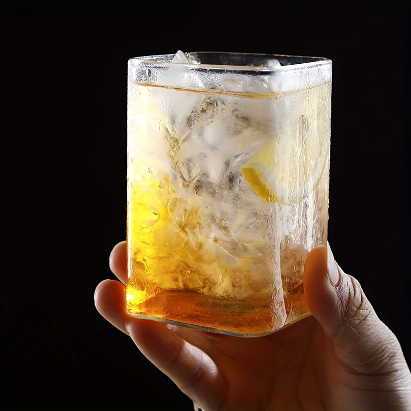 6pc High Borosilicate Glass Tumbler Set, Heat-Resistant, Transparent Multi-Purpose Drinking Glasses for Tea, Beer, Whiskey, Milk, Juice - Square Clear Glassware
