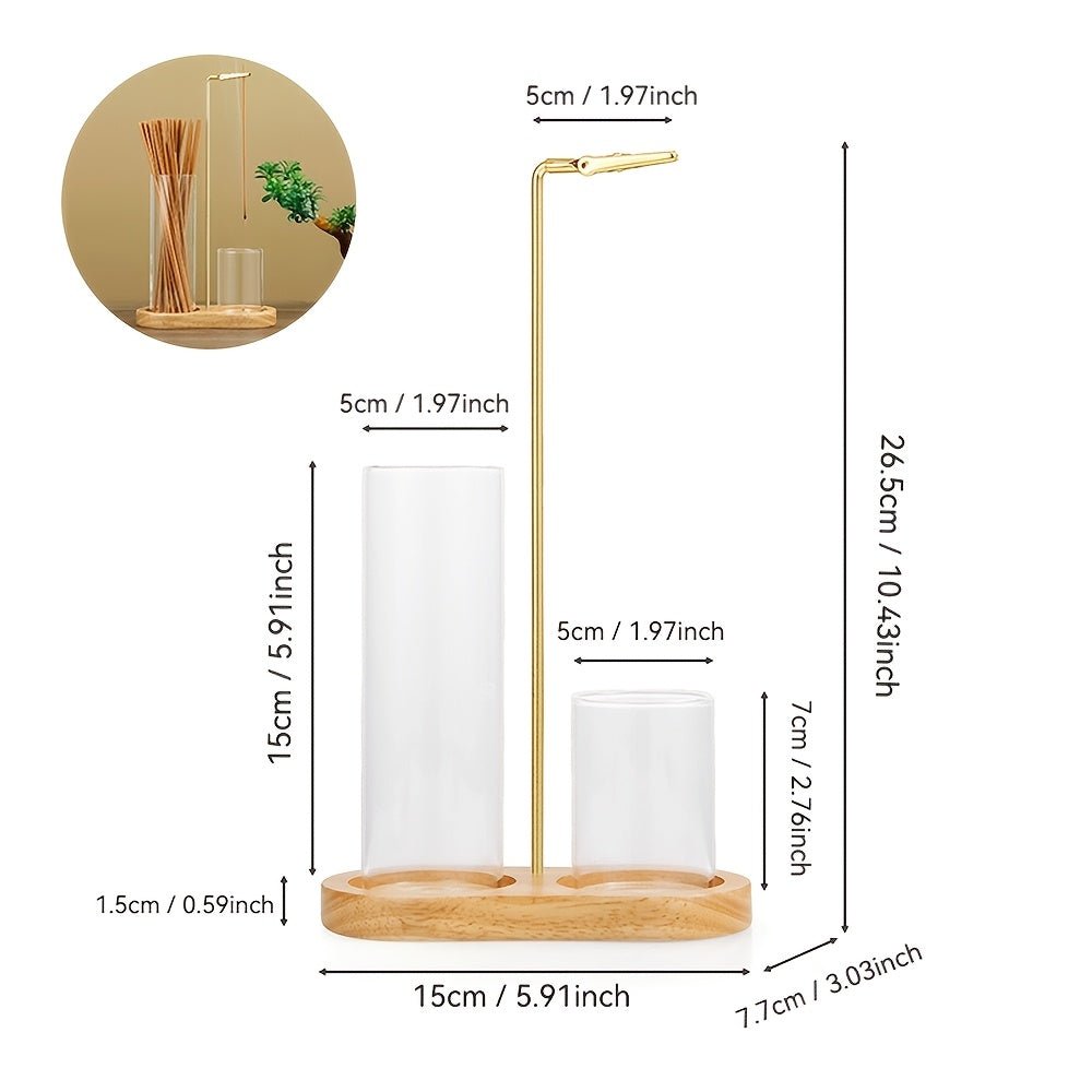 2-in-1 Incense Candle Stand Anti Fly Ash Incense Burner Detachable Glass Ash Plate Incense Candle Storage 2-in-1 Meditation Yoga Incense Furniture Home Ornament (Multi functional Design Creative Gift), Perfect for Thanksgivin
