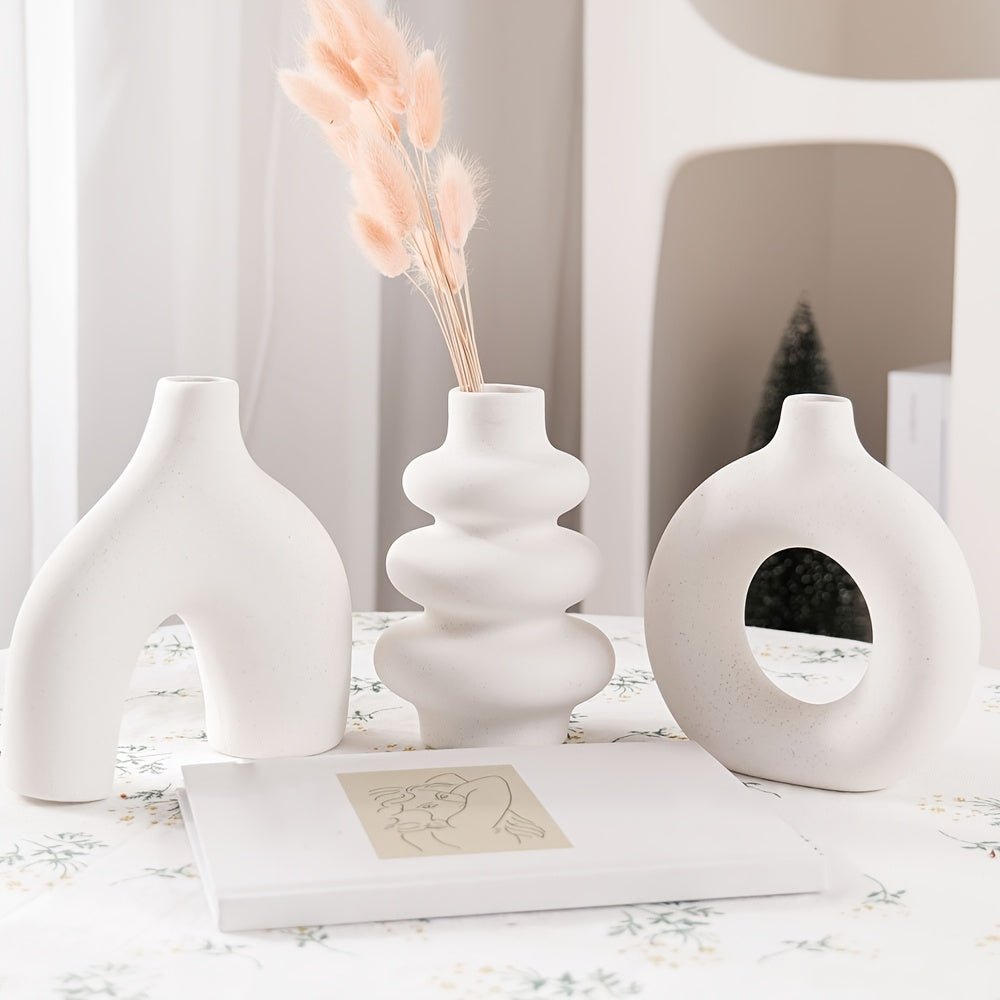 Modern Minimalist Spiral Vase - Durable Plastic Cylindrical Flower Vase with Elegant White Twist Design, Versatile Home & Office Decor Centerpiece for Fresh/C Artificial Flowers, Maintenance-Free Modern Art Decorative Accent