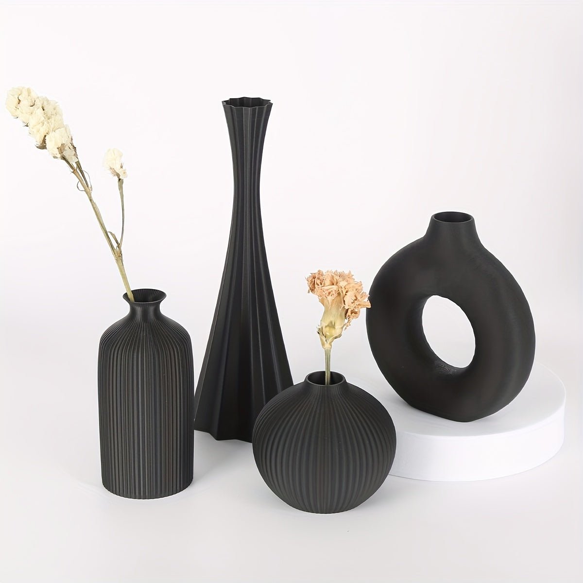 4pcs Bohemian style vase set, round plastic vase, suitable for dry flower bouquets, home and office desktop decoration, suitable for holiday gifts, vases