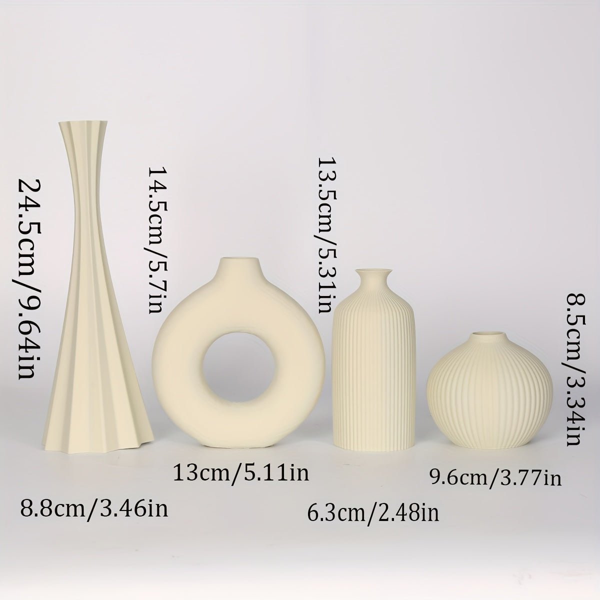 4pcs Bohemian style vase set, round plastic vase, suitable for dry flower bouquets, home and office desktop decoration, suitable for holiday gifts, vases