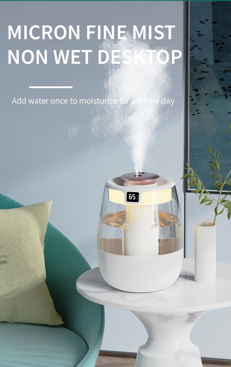 1pc Whisper Quiet Ultrasonic Humidifier with Warm Night Light, Large Capacity USB Portable Tabletop Mist Maker for Bedroom Office, Double Spray, Water Level Display, Key Control, Up to 84.54oz Tank, <10m² Coverage, 10.14oz/h