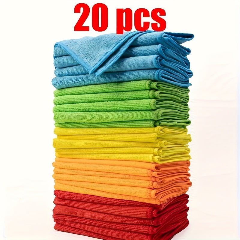 2pcs Options: 20/10pcs Multi-Purpose Microfiber Cleaning Cloths, Reusable & Quick-Dry Towels for Kitchen, Yard, and Commercial Use - Washable Gift Set