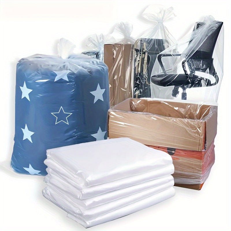 50 Large Transparent Plastic Storage Bags - Waterproof and Dustproof Rectangular Clothes, Blankets, Plush Toys, Bedding Organizer, Suitable for Moving, Dormitory, Wardrobe Organization, Secure Seal Design, Clear Viewing