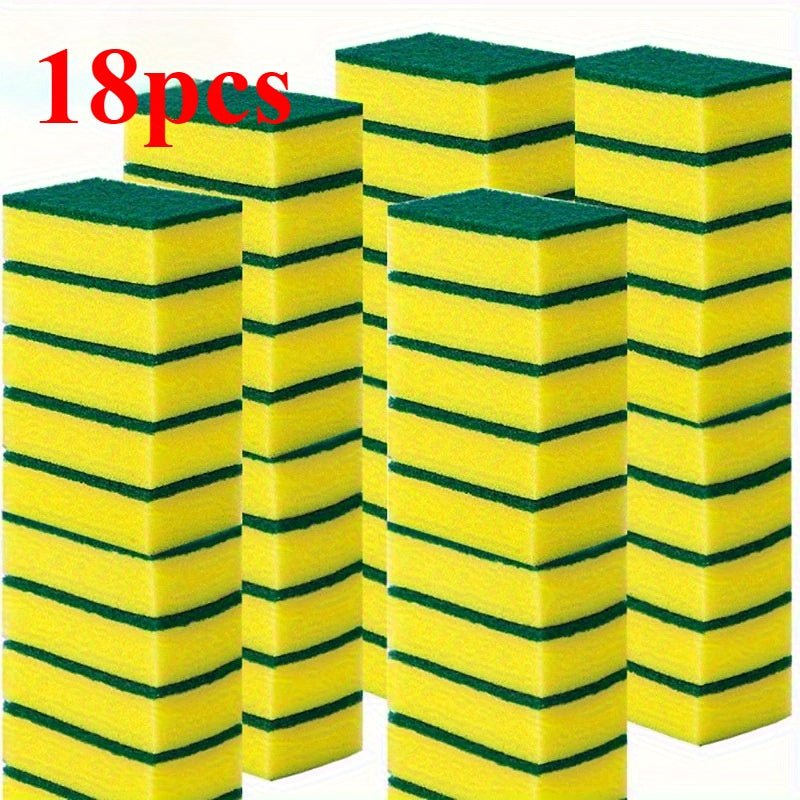 18/36pcs Multi-Purpose Kitchen Cleaning Sponges - High Absorbency, Rust & Oil Removal, Double-Layer Design, Suitable for Utensils, Cookware, and Furniture