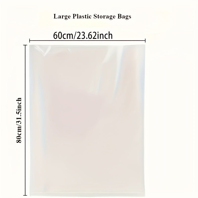 50 Large Transparent Plastic Storage Bags - Waterproof and Dustproof Rectangular Clothes, Blankets, Plush Toys, Bedding Organizer, Suitable for Moving, Dormitory, Wardrobe Organization, Secure Seal Design, Clear Viewing