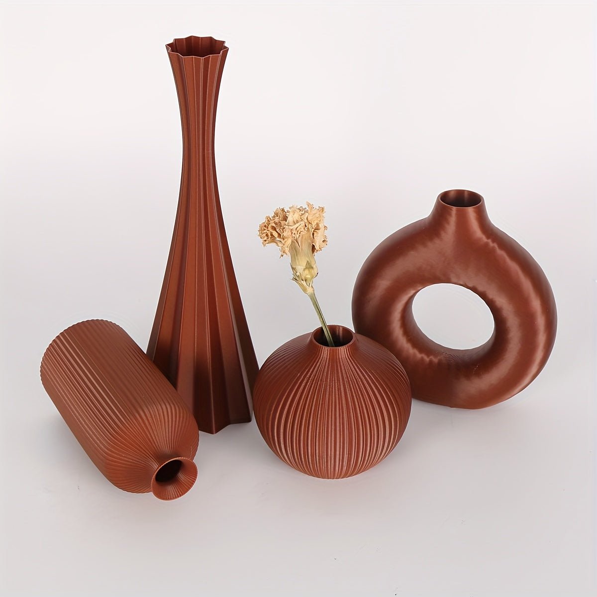 4pcs Bohemian style vase set, round plastic vase, suitable for dry flower bouquets, home and office desktop decoration, suitable for holiday gifts, vases
