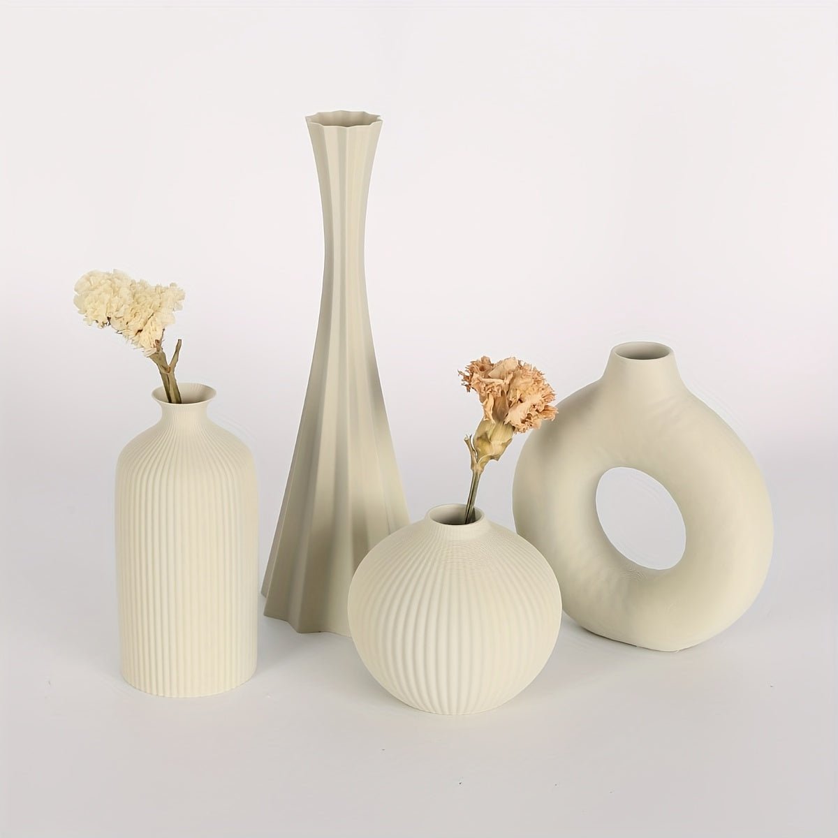 4pcs Bohemian style vase set, round plastic vase, suitable for dry flower bouquets, home and office desktop decoration, suitable for holiday gifts, vases