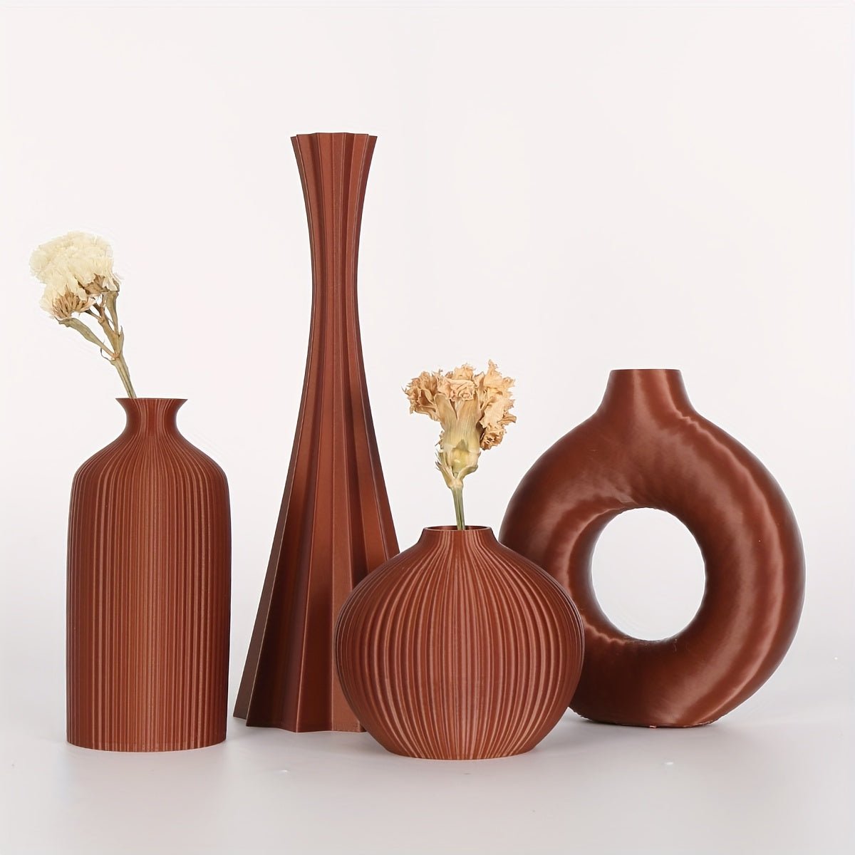 4pcs Bohemian style vase set, round plastic vase, suitable for dry flower bouquets, home and office desktop decoration, suitable for holiday gifts, vases