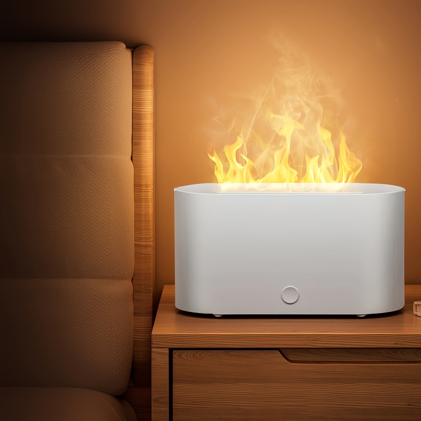 [Aroma Diffuser | Humidifier] 7-color Simulated Flame LED Night Light Humidifier And Aroma Diffuser | Can Add Essential Oils As Air Aroma Diffuser, Suitable For Home, Office, Gift And Environmental Lighting, Bedroom Room Deco