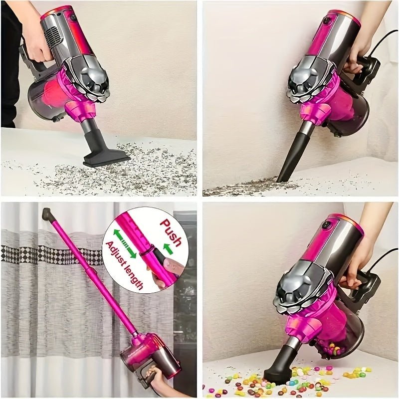 [600W Vacuum Cleaner] 1pc 600W High-Power Vacuum Cleaner | Versatile for Dry & Wet Use, Low Noise, Portable Handheld Design with Detachable Bucket & Accessories | Ideal for Pet Hair, Hard Floors & Carpets, Pink & Black, Vacuu