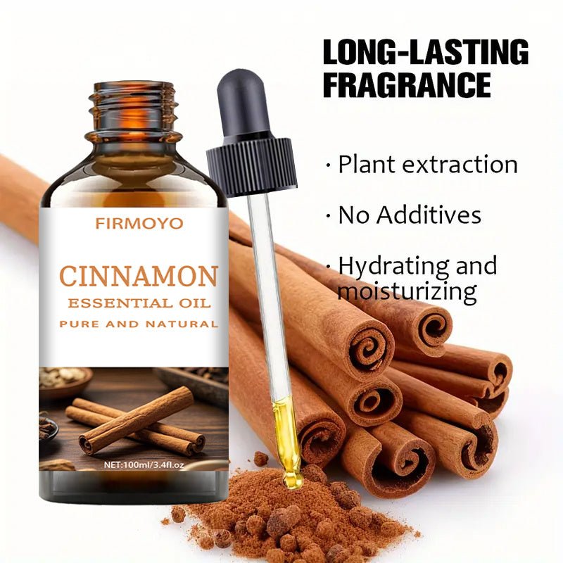 100ml (3.38fl.oz) Cinnamon Essential Oil -,, Alcohol-Free, for Hair, Light Beige, Massage, Diffusers, Moisturizing, Suitable for All Light Beige Types (Dry, Sensitive, -Prone, Oily) - Men & Women - in Amber Glass Bottle with