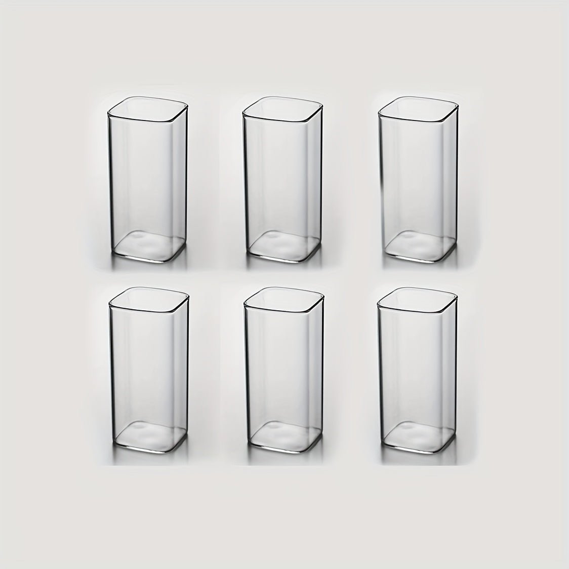 6pcs/4pcs/2pcs Square Drinking Glass Transparent Modern Glassware Cocktail Coffee Juice Beer Mixing Glasses (8.45oz 13.53oz 16.91oz), Best for Christmas