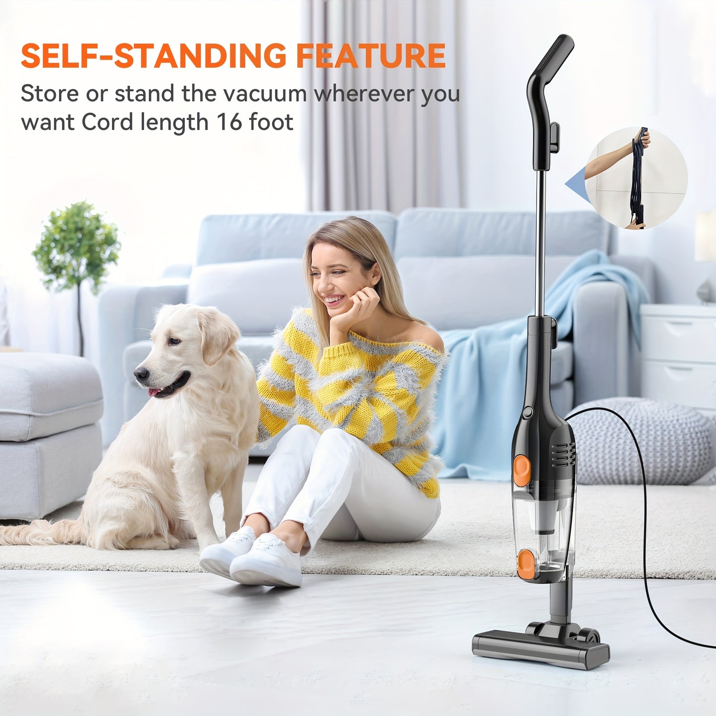 [2025 Bestseller]R6X Wired Handheld Vacuum Cleaner, High Suction Power, Ultra Quiet, High-Powered, Compact And Portable, Multi-Functional For Removing Dust Mites, Pet Hair, Car Interiors, Hard Floors, And More