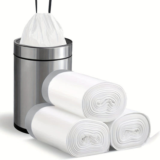 3 Rolls, 45pcs Per Roll, Small Drawstring Trash Bags for 4-Gallon Containers, Plastic Liners for Garbage Cans, Suitable for Bathrooms, Restrooms, Bedrooms, And Office Toilets.