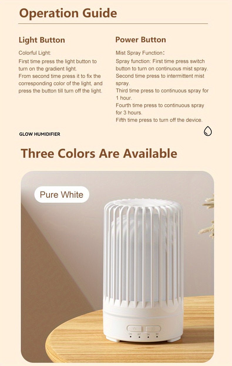 5905.51inch Essential Oil Diffuser & Humidifier with 7-Color Night Light, Usb-Powered Cool Mist for Bedroom, Office, Home - Durable PP Material, Ideal Gift, Office Humidifier, Modern Aesthetic, Sleek Design, Wellness Enthusia