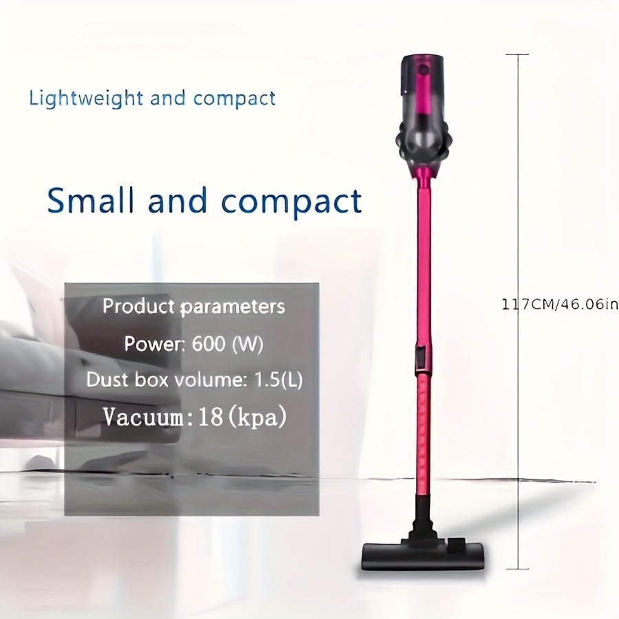 [600W Vacuum Cleaner] 1pc 600W High-Power Vacuum Cleaner | Versatile for Dry & Wet Use, Low Noise, Portable Handheld Design with Detachable Bucket & Accessories | Ideal for Pet Hair, Hard Floors & Carpets, Pink & Black, Vacuu