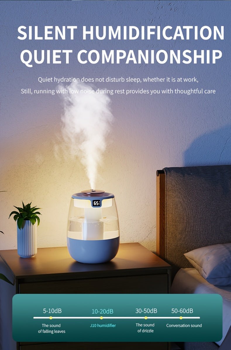 1pc Whisper Quiet Ultrasonic Humidifier with Warm Night Light, Large Capacity USB Portable Tabletop Mist Maker for Bedroom Office, Double Spray, Water Level Display, Key Control, Up to 84.54oz Tank, <10m² Coverage, 10.14oz/h