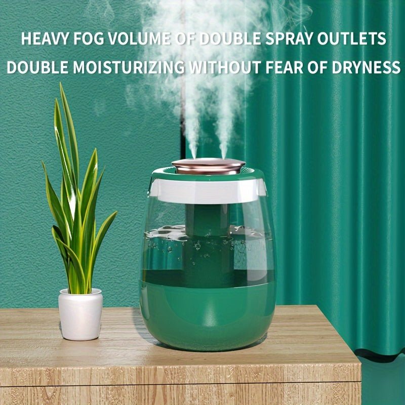 1pc Whisper Quiet Ultrasonic Humidifier with Warm Night Light, Large Capacity USB Portable Tabletop Mist Maker for Bedroom Office, Double Spray, Water Level Display, Key Control, Up to 84.54oz Tank, <10m² Coverage, 10.14oz/h