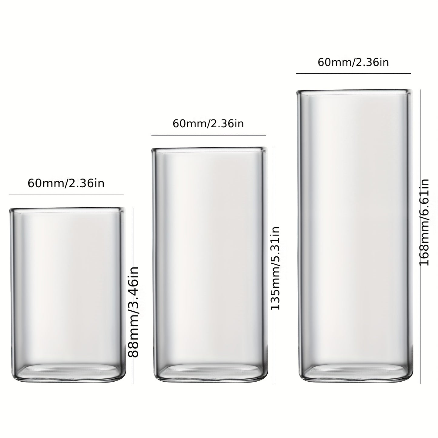 6pcs/4pcs/2pcs Square Drinking Glass Transparent Modern Glassware Cocktail Coffee Juice Beer Mixing Glasses (8.45oz 13.53oz 16.91oz), Best for Christmas